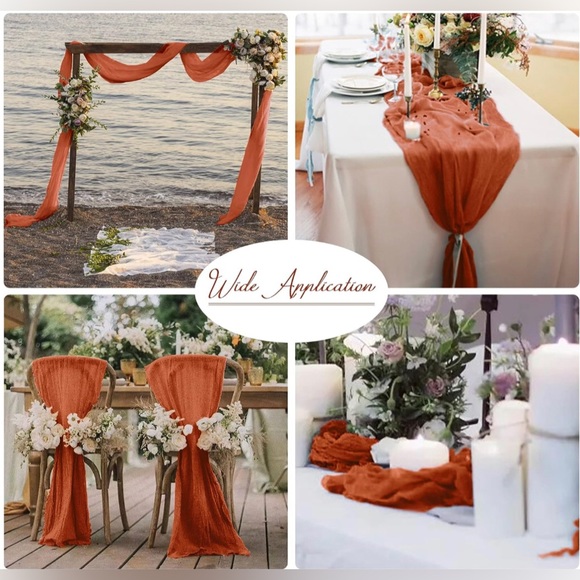 2 Pack Terracotta Orange Cheesecloth Table Runners, 10Ft Gauze Table Runner - Picture 6 of 6